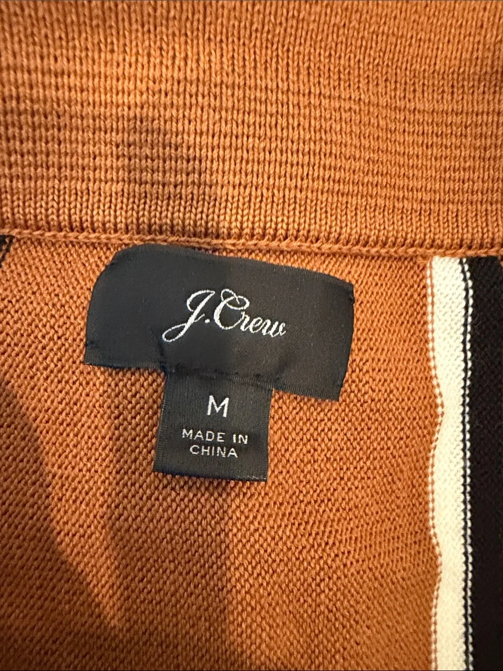 J. Crew Men's Rust and Black Vertical Stripe Short-Sleeve Button-Down Shirt